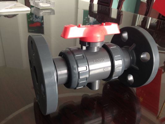 PN10 kogelklep van de bar pp-h plastic flens, 1/2“ aan 12“ DIN, ANSI, JIS, de verrichting van het wormtoestel